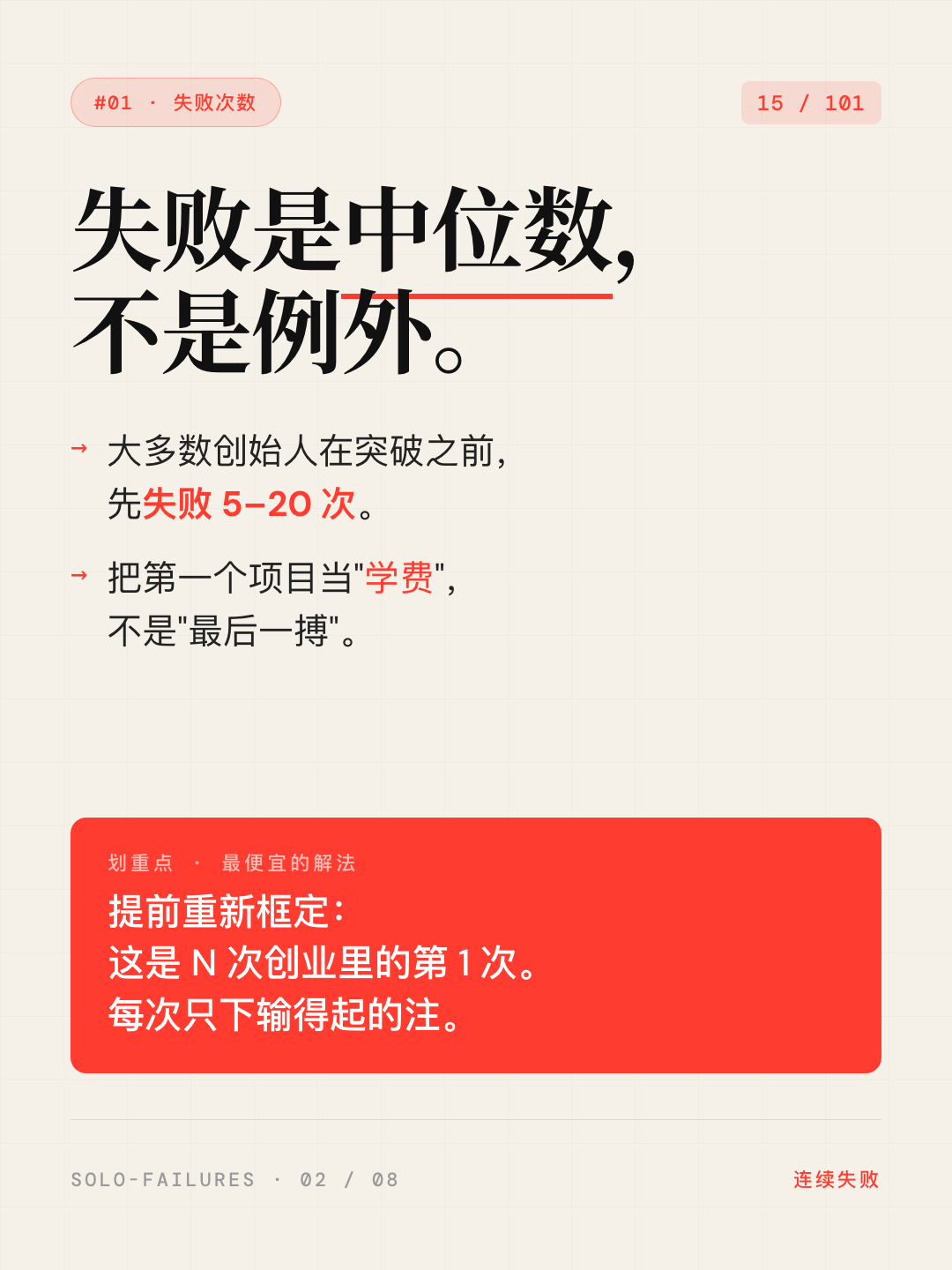 Card 2 — 失败是中位数