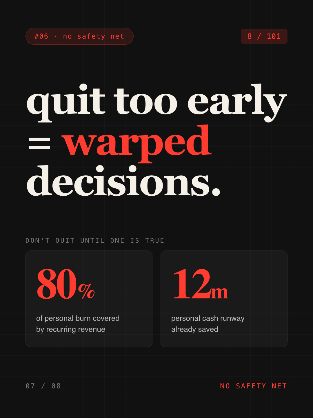 Card 7 — Quit too early, warped decisions